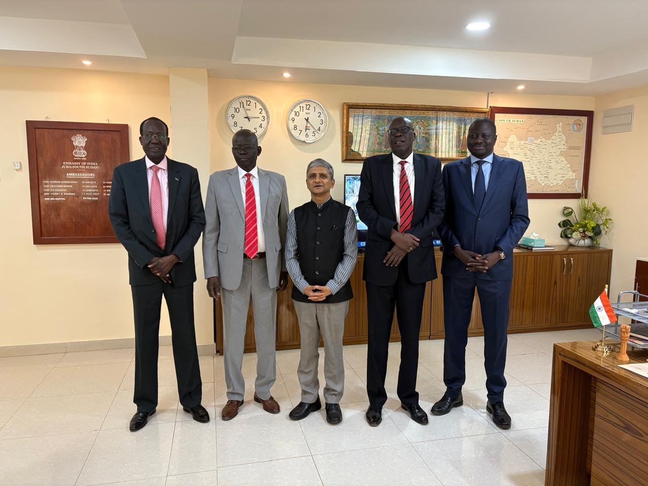Ambassador was delighted to receive Hon Kuyok Abol Kuyok, Minister of General Education and Instruction; Hon James Hoth Mai, Minister of Labour; and Hon Modut Biar, Minister of Higher Education, Science & Technology, on 01.12.2025