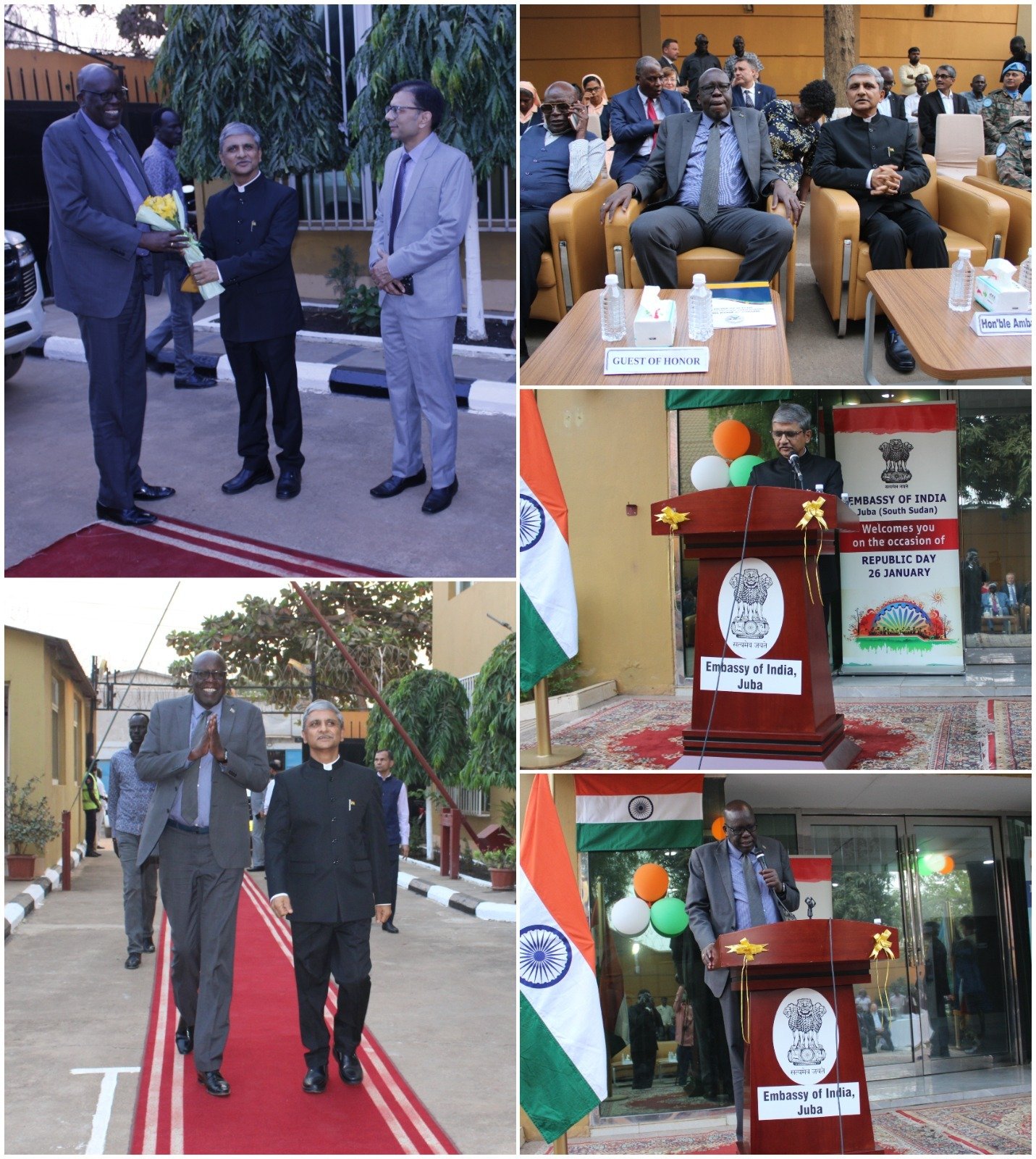 The Embassy of India, Juba, hosted a Reception in the evening to celebrate the 77th Republic Day of India