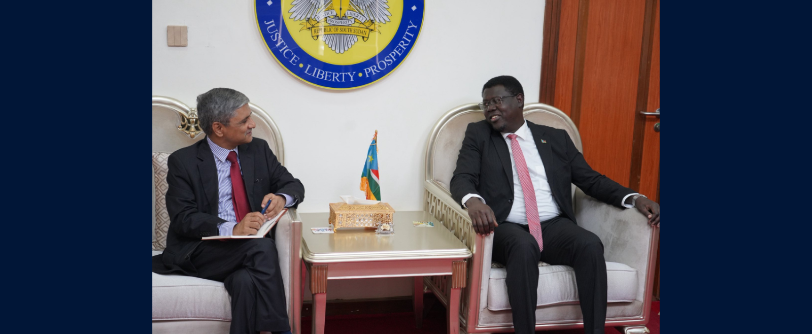 Ambassador was privileged to meet on 20.10.25 with the Minister of Foreign Affairs and International Cooperation, Hon Amb Monday Semaya K. Kumba, to discuss strengthening of the partnership between India and South Sudan.