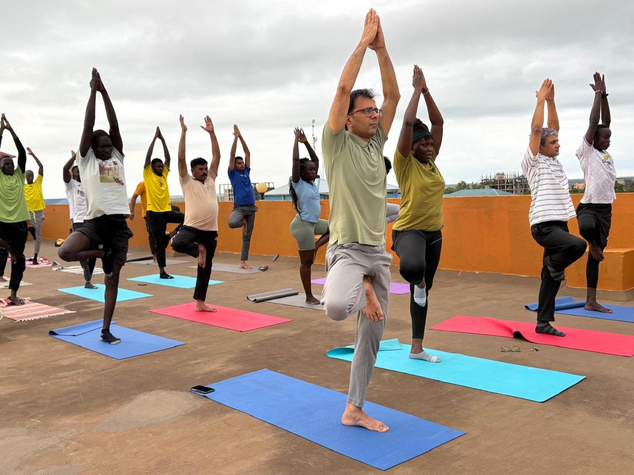 Refreshing Yoga Session in the Embassy on 27.5.25 with Indian peacekeepers from the United Nations Mission in South Sudan (UNMISS), South Sudanese students, Ambassador & Embassy officials